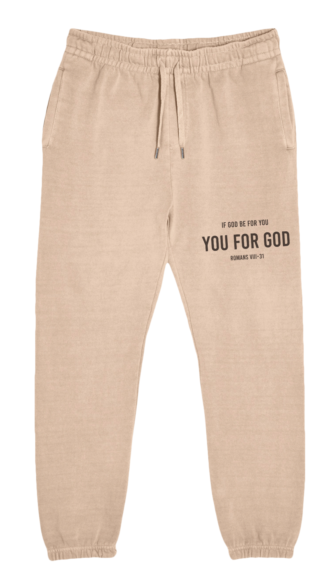 You For God Embroidered Sweatpants - Honey Brown