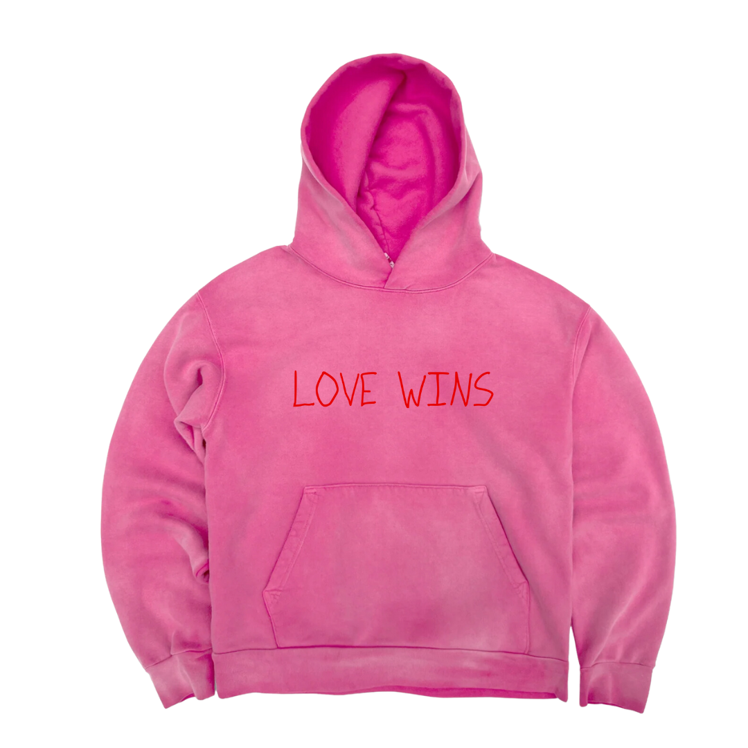 LIMITED EDITION- LOVE WINS FADED PINK ROSE HOODIE