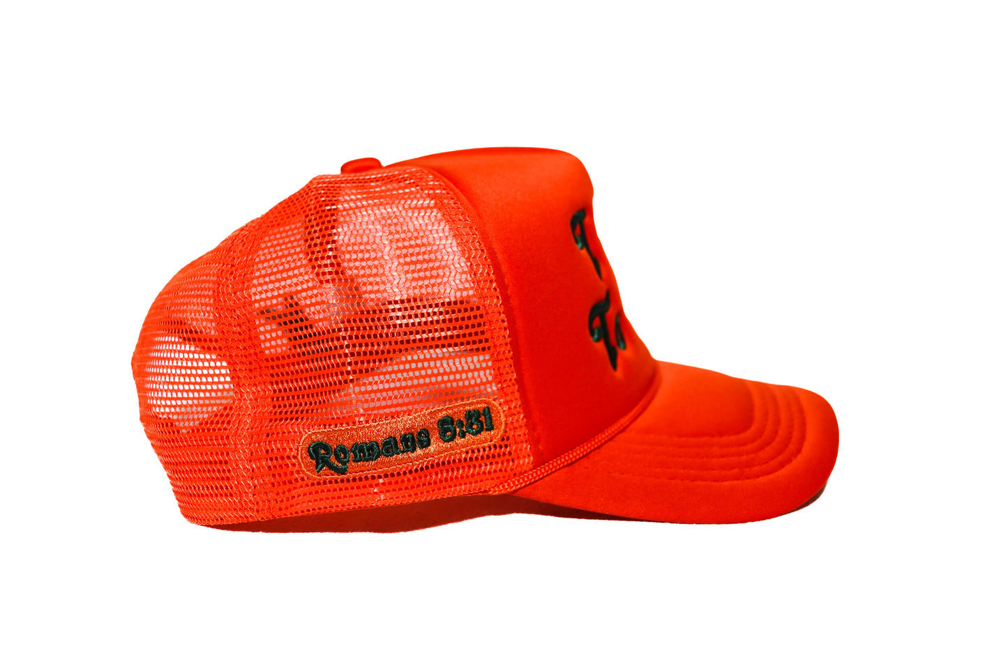I Talk To God Trucker Hat - Orange + Forest Green FAMU