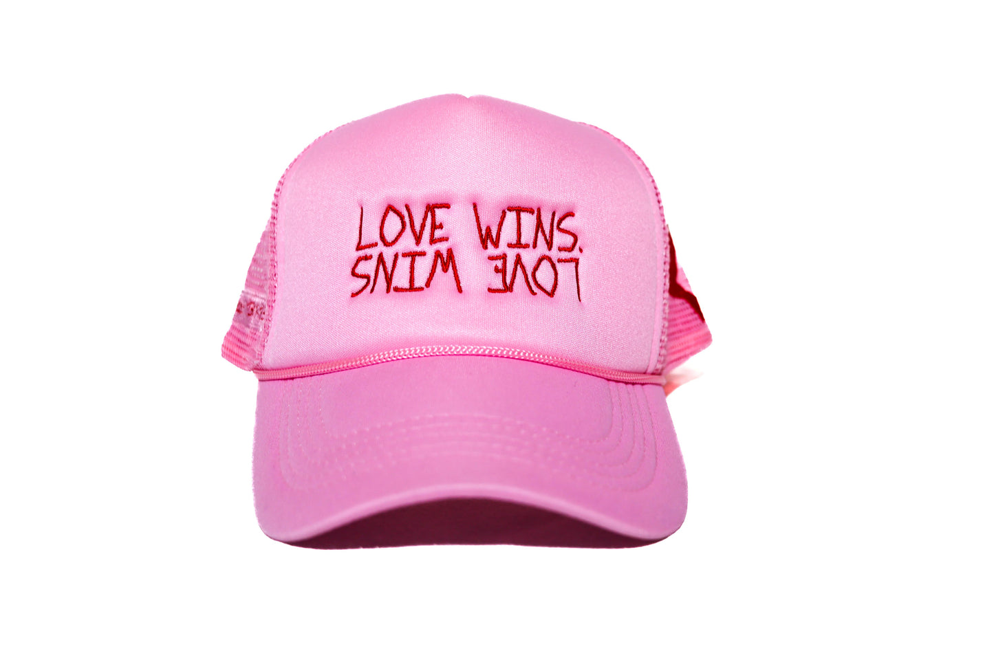 Love Wins Trucker Hat - Pink + Red