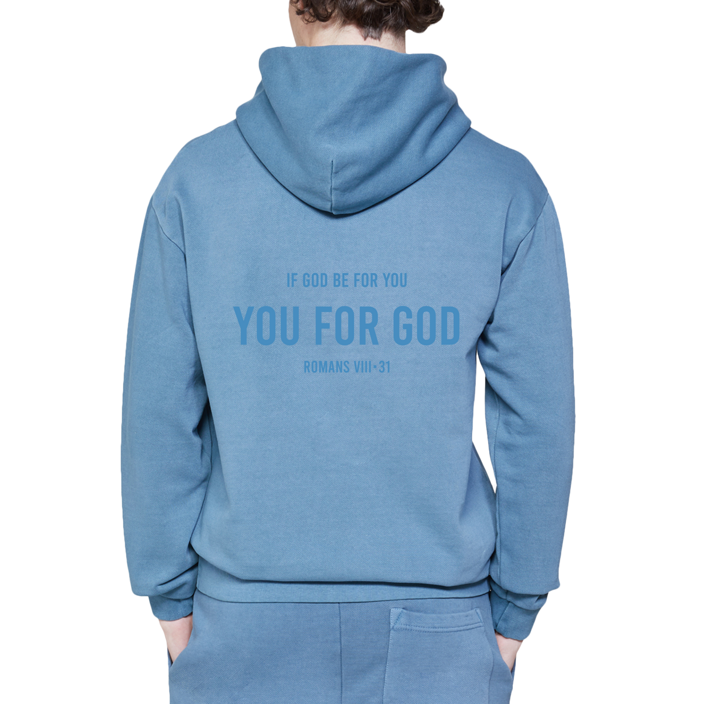 You For God  Hoodie - Pebble Blue