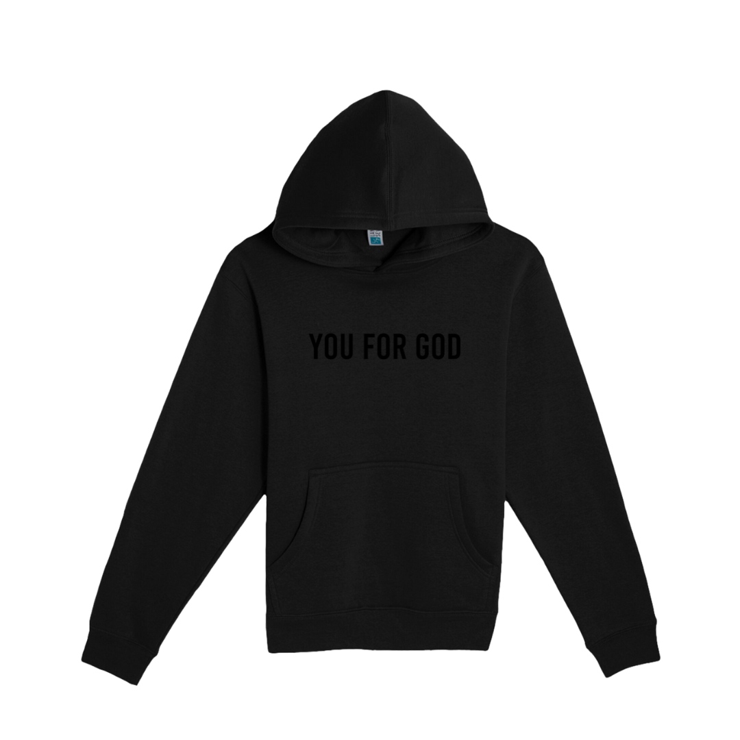 You For God Kids Hoodie - Black Noir