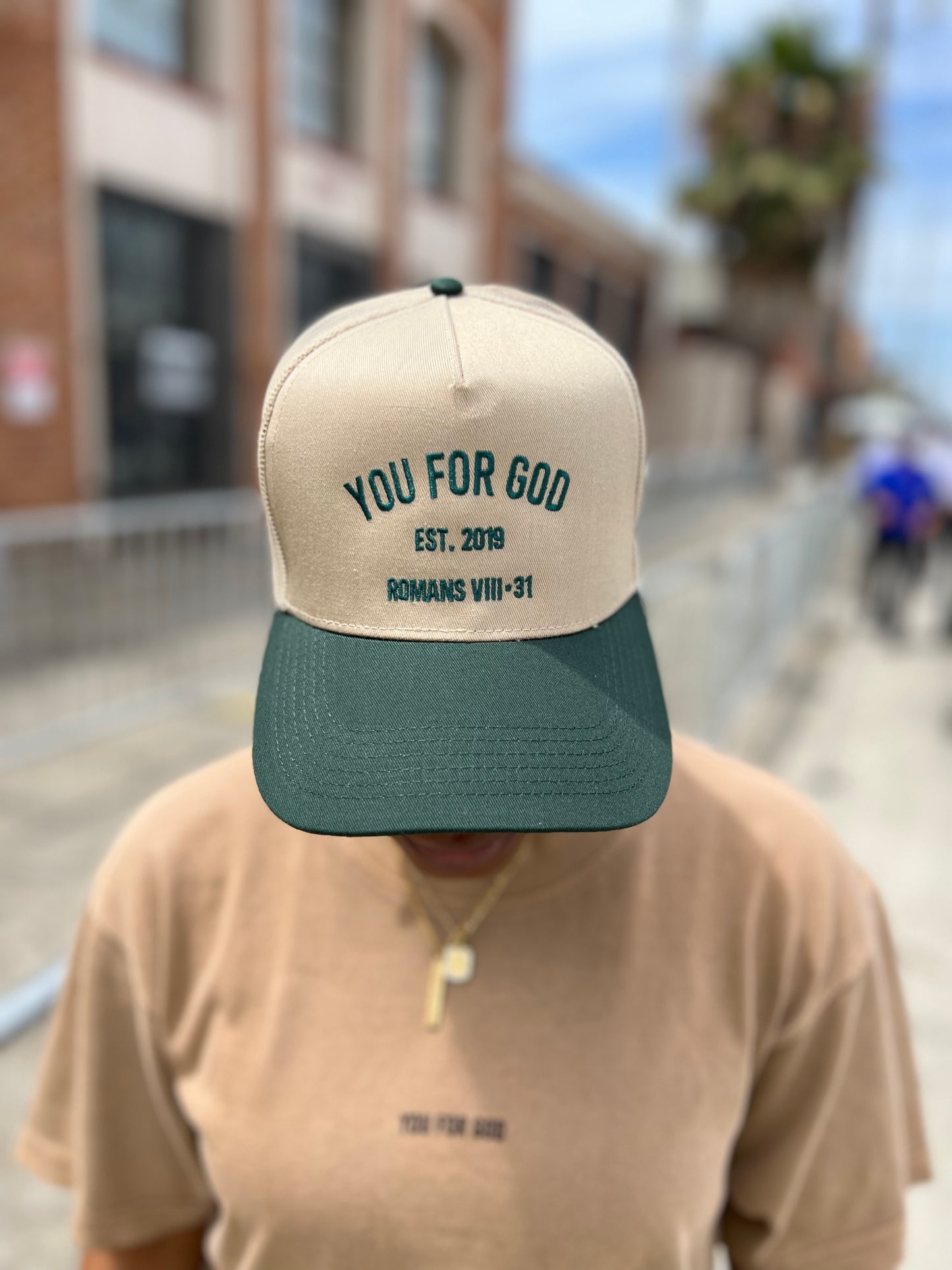 YFG Classic Snapback Tan + Forest Green