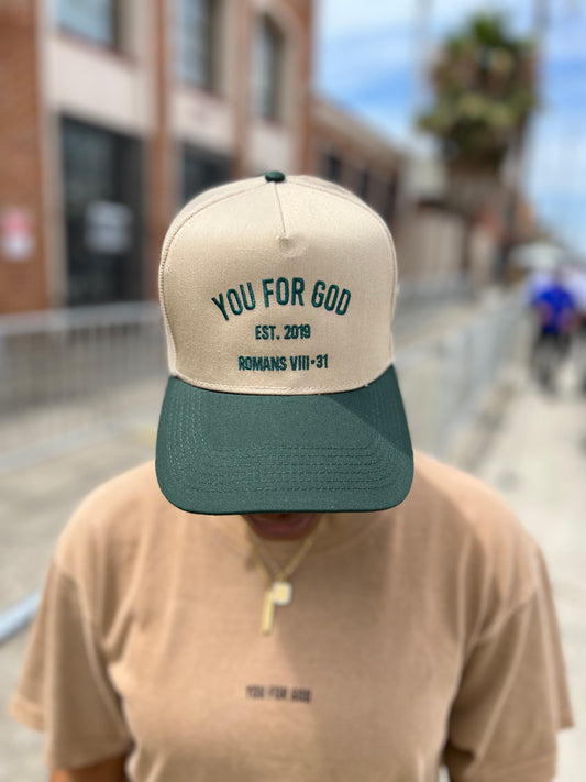 YFG Classic Snapback Tan + Forest Green