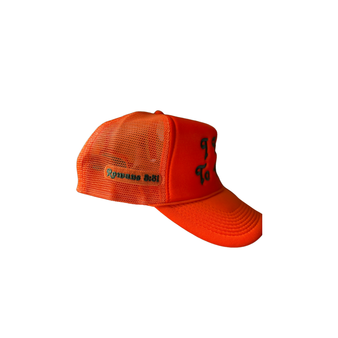 I Talk To God Trucker Hat - Orange + Forest Green FAMU